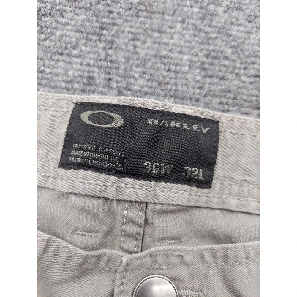 Oakley Chino Pants Mens 36x32‎ Gray Straight Lightweight Casual Stretch Logo
